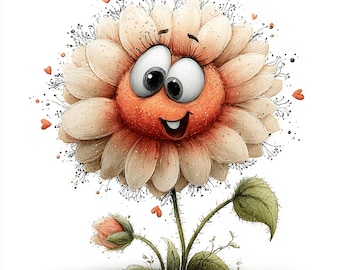 32 wunderliche lustige Blumen Clipart: Blume Frühling Grafiken (PNG Digital Download) (PNG Digital Download)