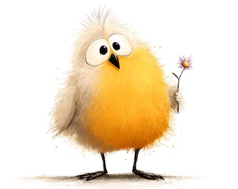 20 Clipart di uccelli stravaganti e divertenti, uccelli soffici, clipart ad acquerello (download digitale PNG)