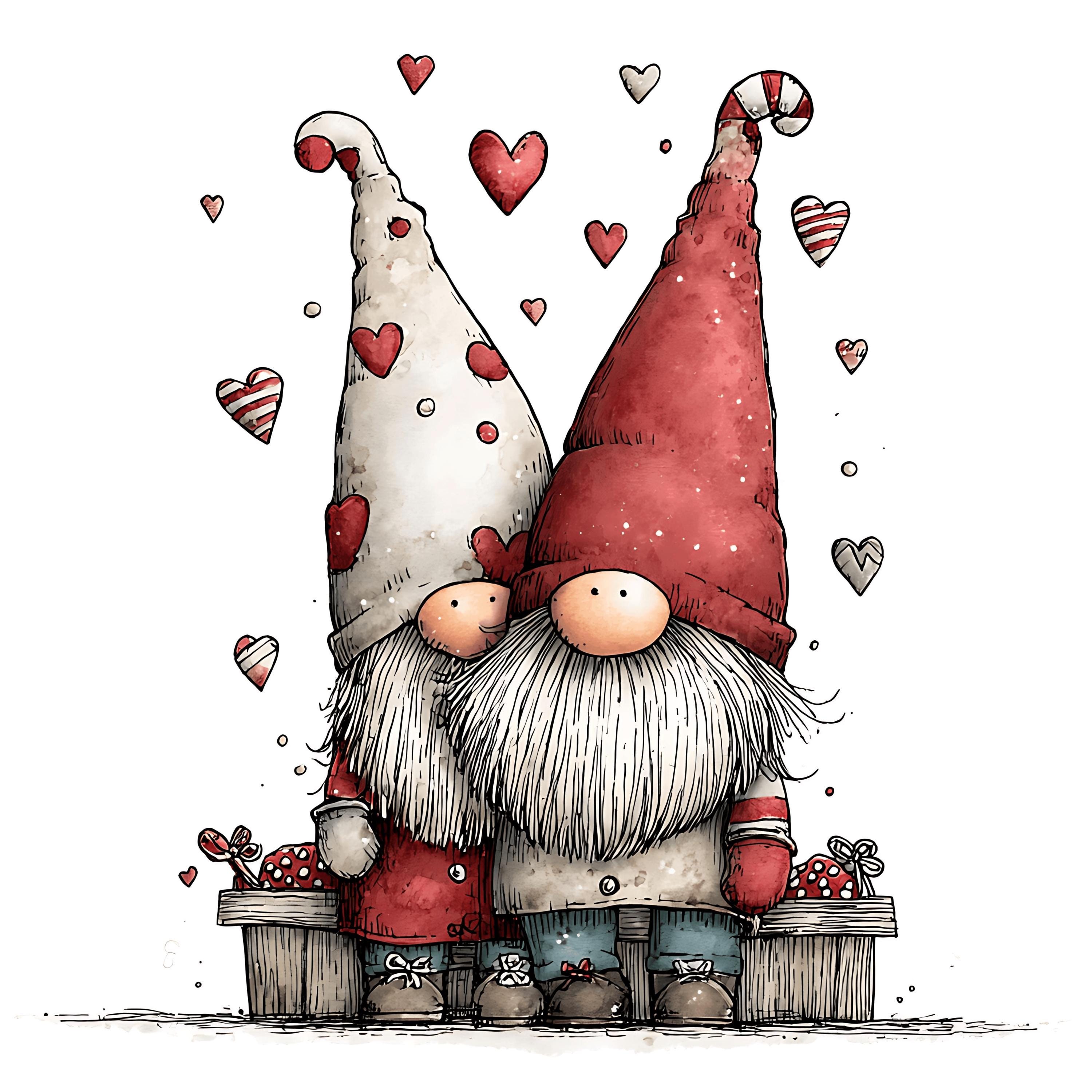 25 Valentine Gnome Clipart – Cute Watercolor Love Gnomes Pngs (digital ...