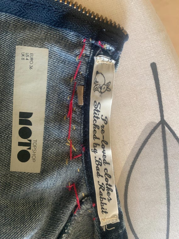 Top Shop Moto, Worked On/stitched, Denim Dress, Size 8 - Etsy