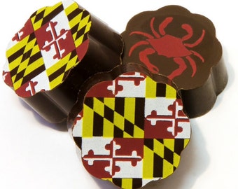 MARYLAND PRIDE Chocolates | MD Flag Pride Terps Crabs Bay Spice Gourmet Chocolate Covered Caramels