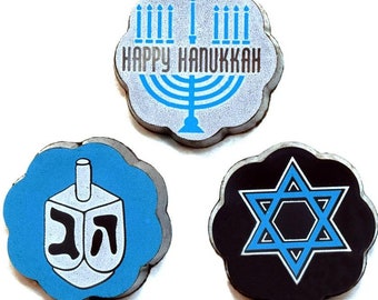 Happy HANUKKAH CHOCOLATES | Hanukkah Holiday Season Gift Menorah Star of David Chocolate Covered Caramels