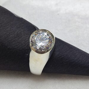 Handmade Sterling Silver CZ Statement Ring: Bold Modern Jewelry, Gift for Her