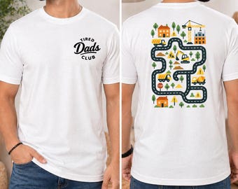 Müde Dads Club Konstruktion Shirt, lustiges Dad Gedruckt T-Shirt, Straßen / Auto Rennbahn T-Shirt, Dad Shirt für Schlafentzug, Vatertagsgeschenk, New Dad Geschenk