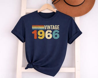 Camiseta vintage de 1966, camisetas de regalo para el 60 cumpleaños, camiseta retro estampada de 1966, camiseta clásica de cumpleaños para hombres y mujeres, regalos del Día del Padre para papá