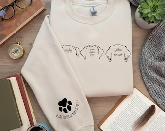 Personalised Dog Outline Ears Sweatshirts, Custom Dog Mum Crewneck, Dog Lover Gifts, Dog Ear With Name, Mom Christmas Gifts, Pet Lover Gifts