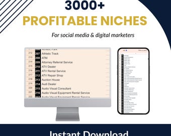 3000+ Profitable Niches List: Digital Marketing Research Tool (Instant Download)
