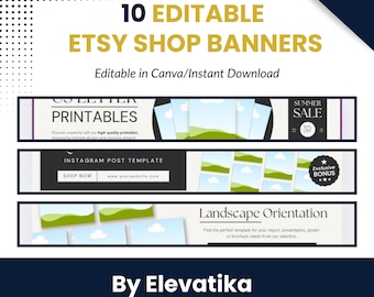Etsy Shop Banner Templates: Canva Editable Cover Photo Kit (Digital Download)