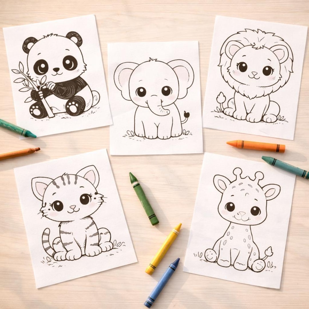 Safari Animals Coloring Pages PDF for Children Ages 3-8 • 5 Printable ...