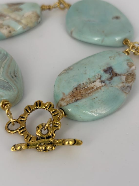 Large turquoise Tibetan Agate beads bracelet