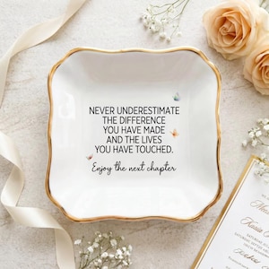 Retirement Jewelry Dish, Coworker Leaving Present, Inspirational Jewelry Dish, New Chapter Keepsake Trinket Tray, Mentor Appreciation Gift