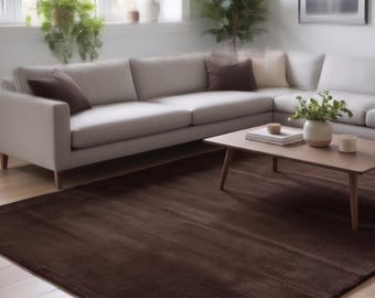 Hand Tufted Four Shades of Solid Brown Area Rug | Plush Chocolate Textured Floor Covering for Living Room, Bedroom & Dining
