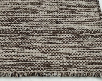 Handwoven Wool Dhurrie Rug | Earthy Brown Textured Flatweave Carpet