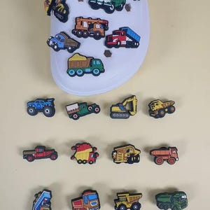 Engineering Vehicles Collection Set, Shoe Charms, Cute PVC Hanging Ornaments for Sandals, Croc Charms, Gifts, Gift For Her Him Super Cute