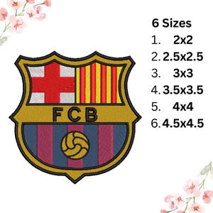 FC Barcelona Embroidery Design - 6 Sizes (2&quot;,2.5&quot;,3&quot;, 3.5&quot;, 4&quot;, 4.5&quot;,) - Instant Download | Dst Pes Jef Emb