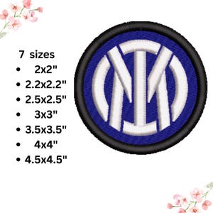Inter Milan Logo Embroidery Design | Football Club Badge | 6 sizes | instant download | Football Soccer Club Machine Embroidery File