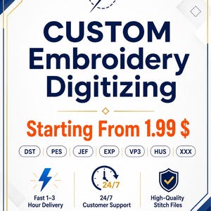 Custom embroidery digitizing, Logo digitizing, Embroidery Digitizing Service, Embroidery, Image Digitizing, Custom Digitize, Convert to DST