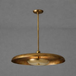 Brass Disc Pendant Lamp | Mid-Century Modern Kitchen Island Light