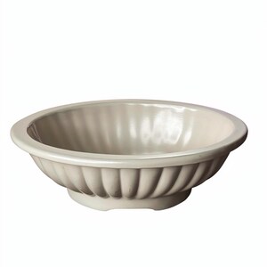 Vintage Haeger Pottery Oval Ribbed Planter Bowl #3938-B USA, Satin Cream Mid Century Modern Keramik Fat