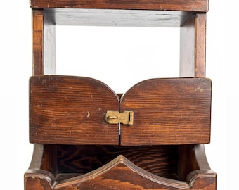 Vintage English Oak Liquor Cabinet – 1980s Lockable Mini Bar Cabinet
