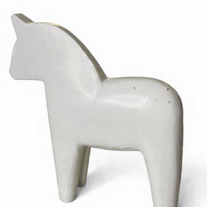 Vintage IKEA Dala Horse | 1990s White Wooden Swedish Folk