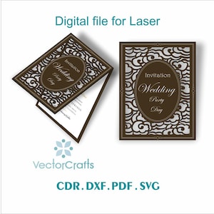 Elegant Filigree Gatefold Invitation Card - Laser Cut & CNC Digital File