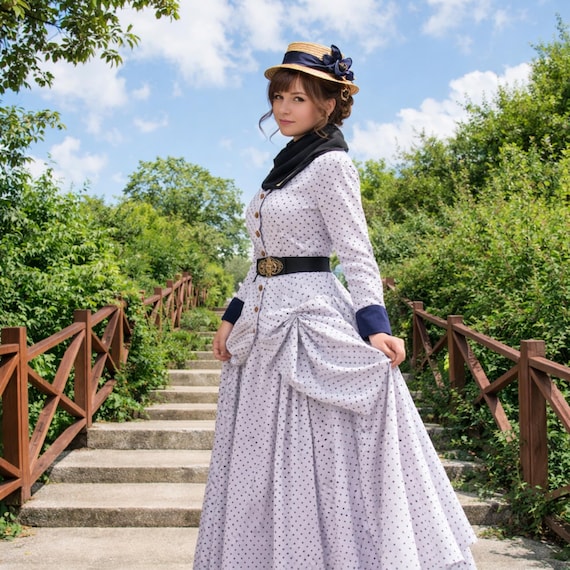 Victorian Bustle Dress, Cottagecore Long Sleeve Day Dress, Ren Faire Costume, Regency Downton Abbey - Etsy Israel Victorian Bustle Dress, Cottagecore Long Sleeve Day Dress, Ren Faire Costume, Regency Downton Abbey - Etsy Israel