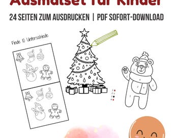 Kit de coloriage de Noël pour enfants – 24 pages de coloriages et modèles de bricolage à imprimer | Activités de Noël | PDF à imprimer