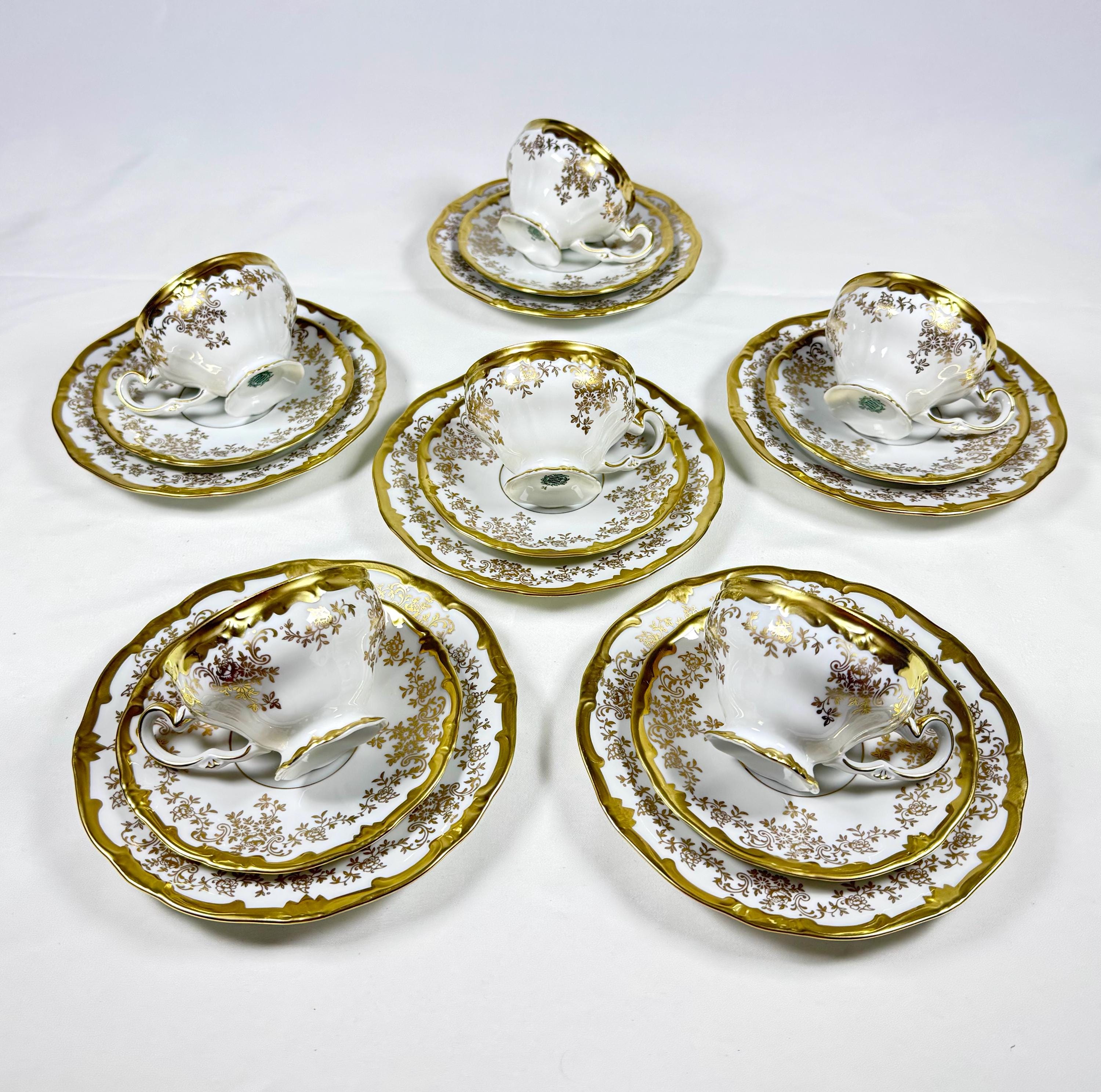 ヴィンテージ ワイマール カタリナ ティー トリオ セット 金彩磁器 