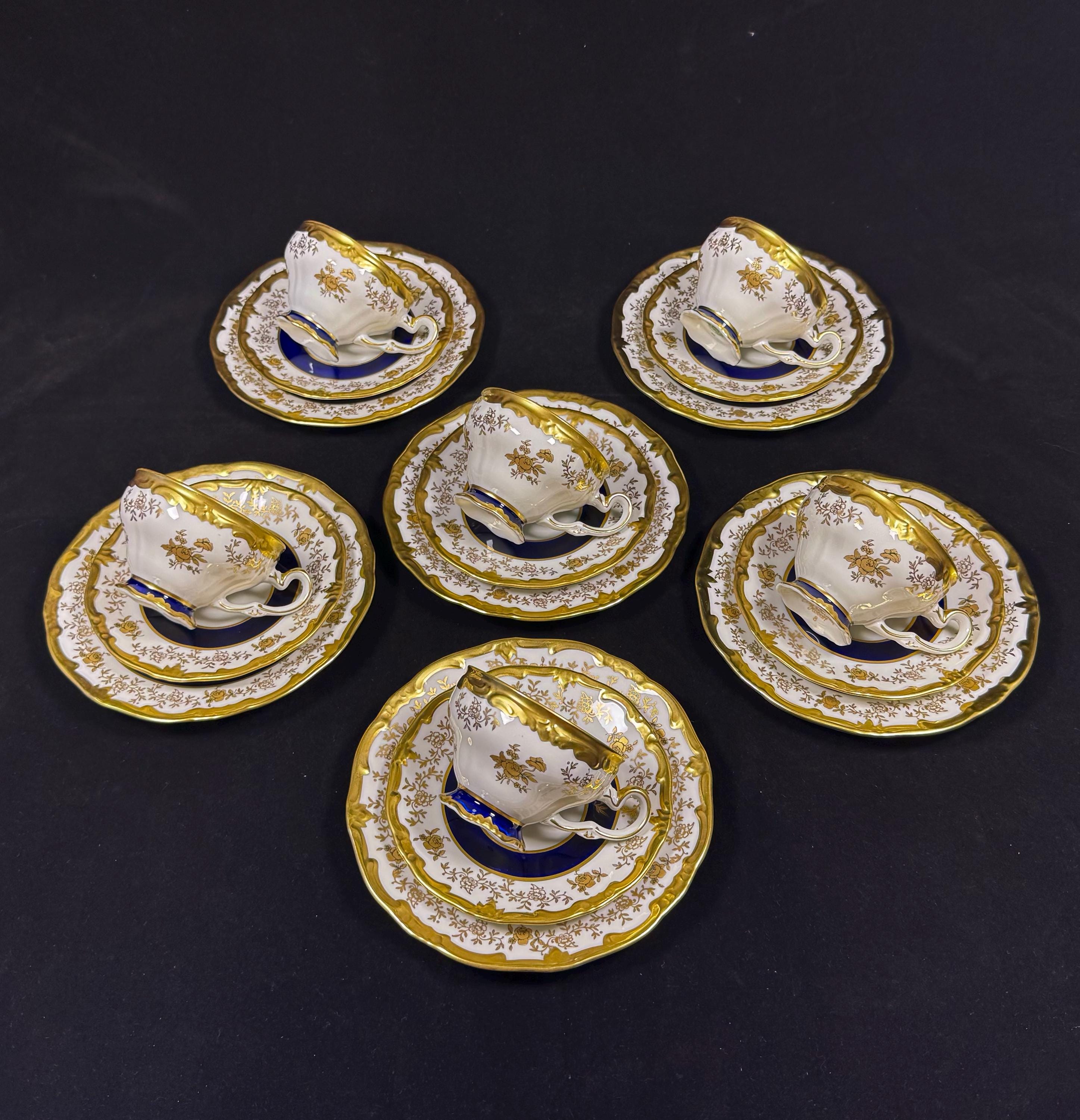 Vintage Weimar Porzellan Katharina 7222 Tea Set for 6, Echt Weimar