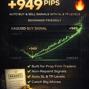 Prop Firm Forex Indicator MT4 | XAUUSD Gold Signals | Non Repaint Buy Sell Indicator | Auto SL TP Levels | Pass Challenge Fast