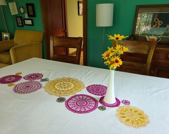Crochet Doily Table Runner: Vintage Inspired Fall Decor (16" x 44")