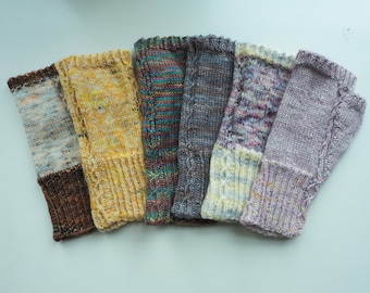 Mix and Match Knit Fingerless Gloves: Handmade Merino Mitts