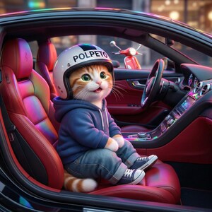 PAQUETE DE SUPERCARROS POLPETO de 5 fondos de pantalla digitales para teléfono, tableta y computadora, con amantes de los gatos, gatitos, Vespas y supercoches