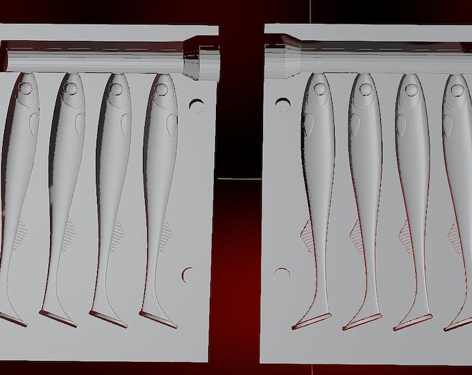 Featured listing image: fox rage slick shad replica stl 3d print file softbait shad