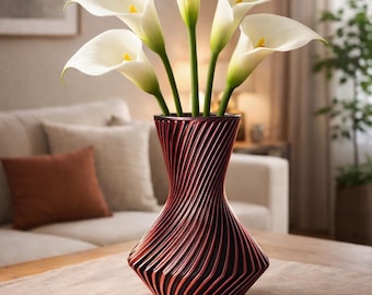 Elegant flower vase spiral va rust