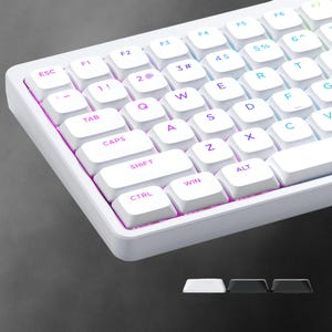 127 Keycaps Set, Black White, PBT Keycaps, Top Printed, Double Shot, Low Profile, MX Switches, ANSI Layout Compatible, Mechanical Keyboard