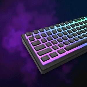 129 Keyboard Keys, Backlit Keycap, Black Pudding Keycap Set, PBT Double Shot Keycaps, OEM Profile, RGB Shine Through Keycap, Low Keycaps
