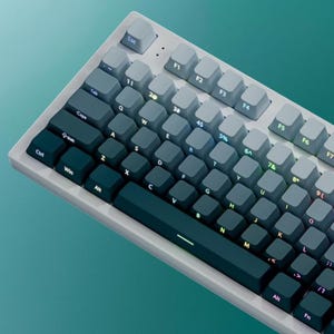 135 Keycaps Set, Blue Gradient, PBT Keycaps, Side Printed, Double Shot, Glossy Finish, OEM Profile, MX Compatible, Mechanical Keyboard