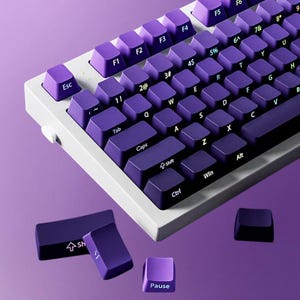 135 Keycaps Set, Purple Gradient, PBT Keycaps, Side Printed, Double Shot, Glossy Finish, OEM Profile, MX Compatible, Mechanical Keyboard