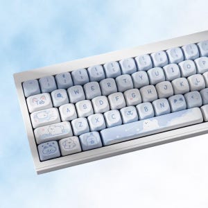 95 Keycaps Set, Blue Puppy Theme, PBT Keycaps, Dye Sublimation, MOA Profile, Mx Switch Compatible, Extra-Thick Walls, ANSI Layout
