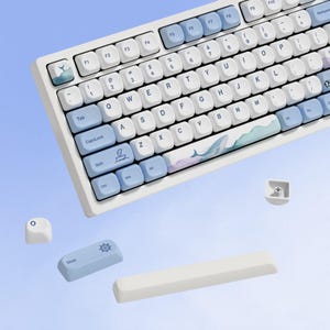 135 Keycaps Set, Blue Ocean, PBT Keycaps, Dye Sublimation, KOA Profile, ANSI Layout Compatible, Mx Switches, Top Printed