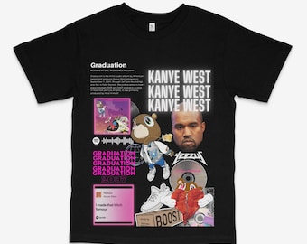 Maglietta vintage per la laurea di Kanye West: maglietta grafica hip hop