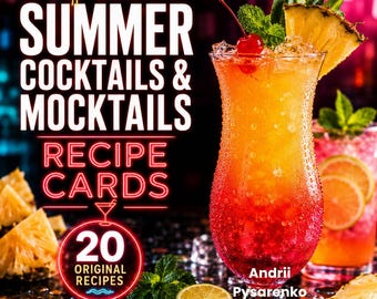 Summer Cocktails & Mocktails Recipe Cards | 20 Original Drink Recipes PDF |  Cocktail Recipe Book | Mocktail Recipes | Digital Download