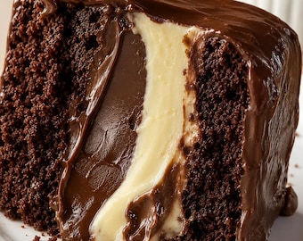 Chocolate Vanilla Filled Cake Recipe, Easy Desert, Family Recipe Book (Digital Download)