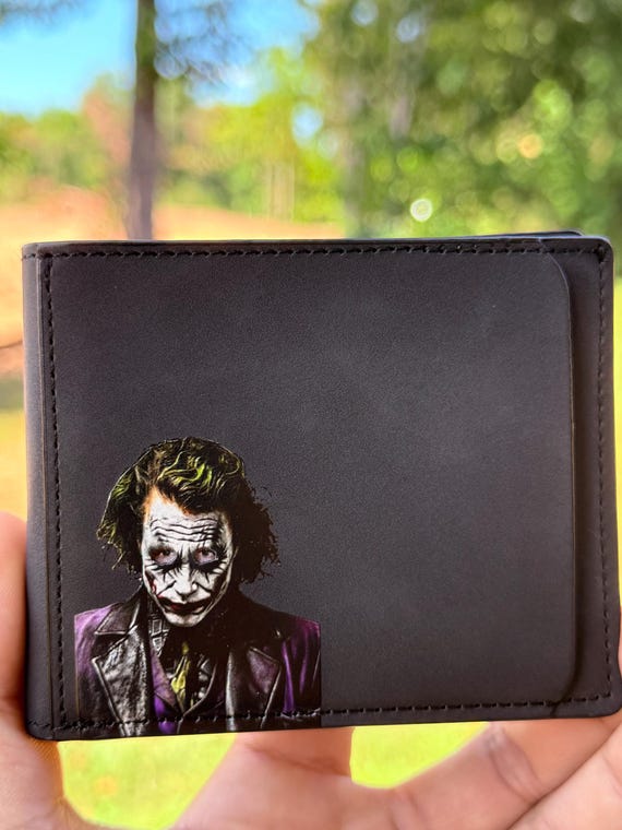 JOKER D レザーカードホルダー Joker ID Mask Wallet, Slim Gotham Carry - Etsy