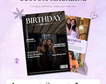 Birthday Magazine Template for Sister, Birthday Gift for Sister, Personalized Magazine Cover, Editable Canva Template