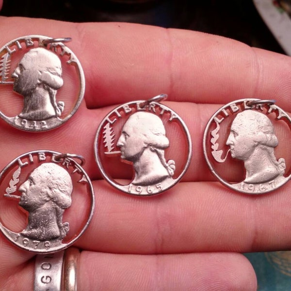 USA Smoking George quarters, any date any way,,cut coin pendant