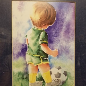 Watercolor of a young boy, signed