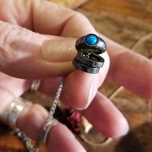 3 rings on a chain, turquoise necklace,  baby rings, Spirit rings